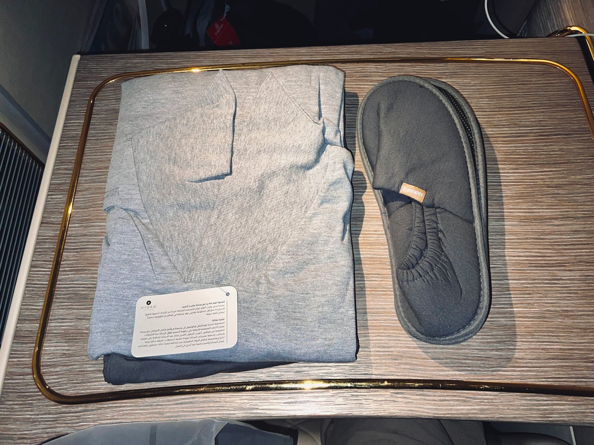 Emirates First A380 pajamas and slippers