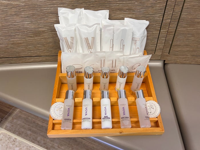 Emirates First A380 shower toiletries Emirates First A380 shower toiletries