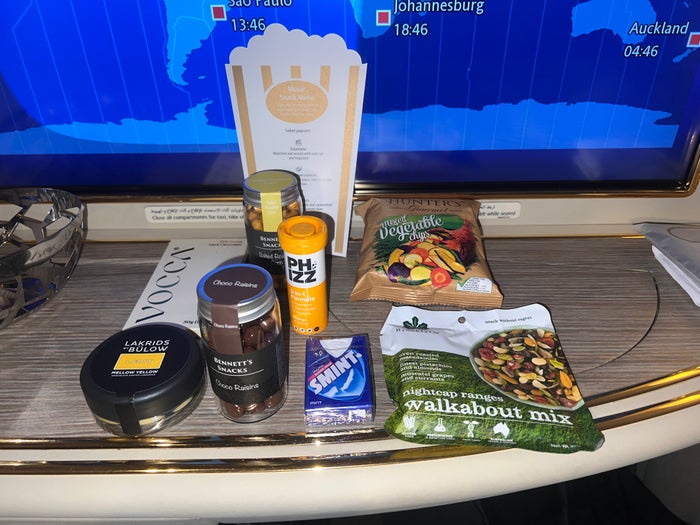Emirates First A380 snack bar items Emirates First A380 snack bar items