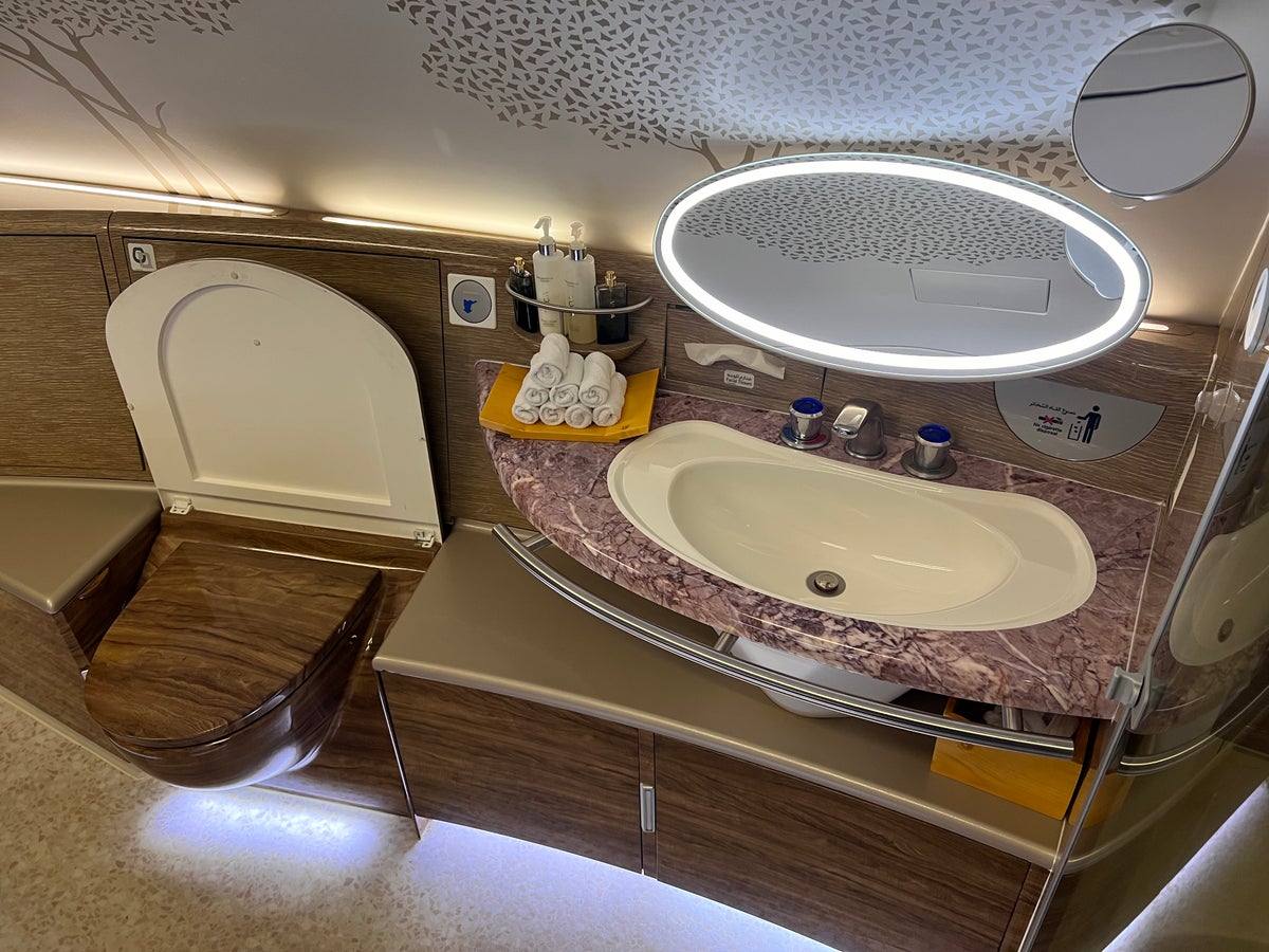 Emirates First A380 toilet and sink