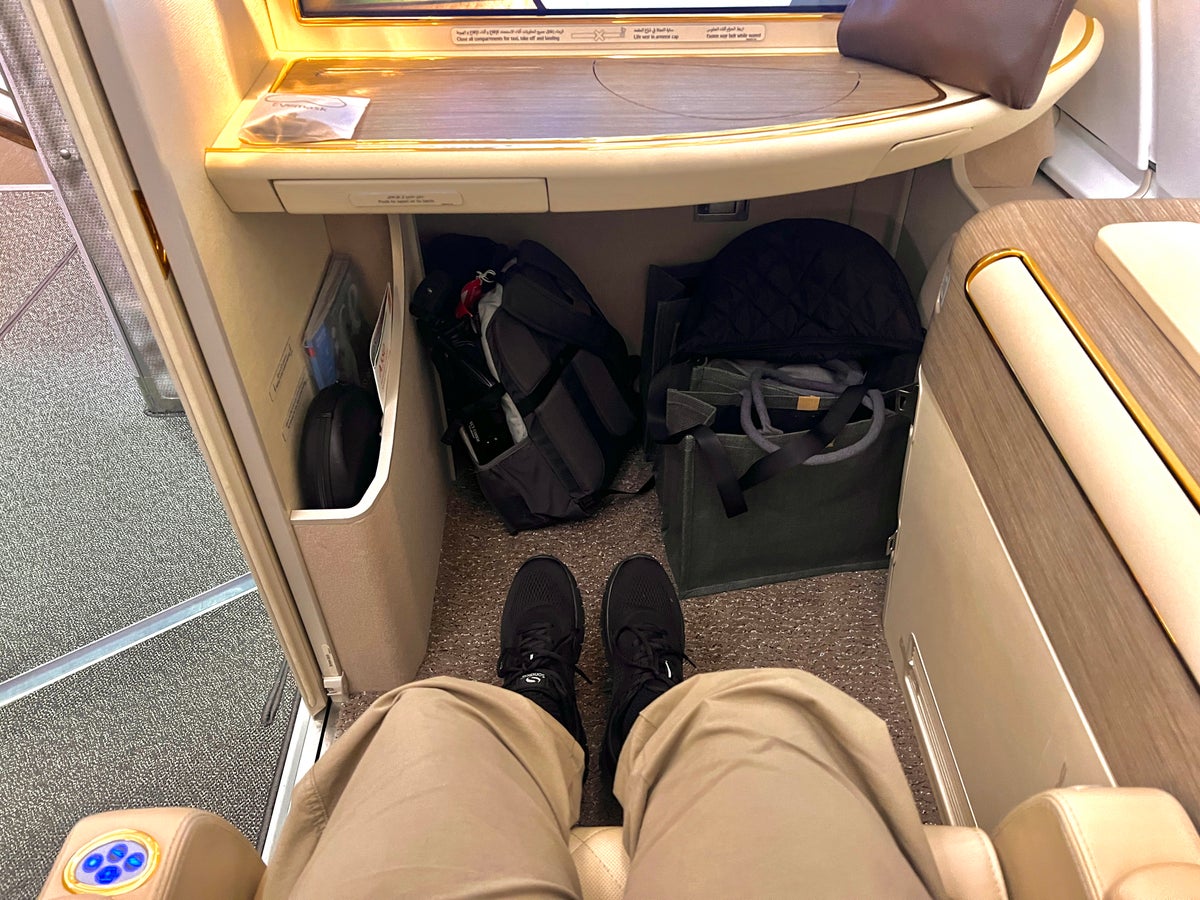 Emirates First A380 under seat storage