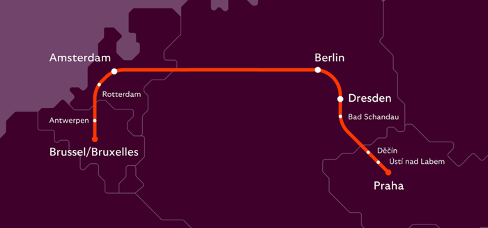 European Sleeper route map Brussels Prague European Sleeper route map Brussels Prague