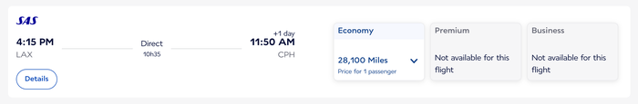 Flying Blue award SAS LAX CPH economy Flying Blue award SAS LAX CPH economy