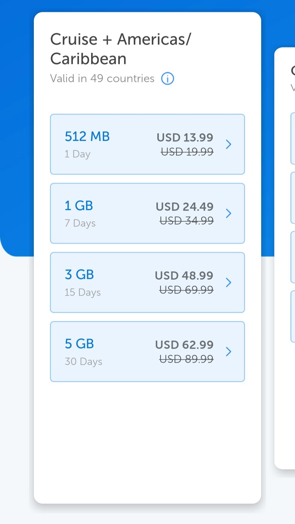 GigSky plan selection