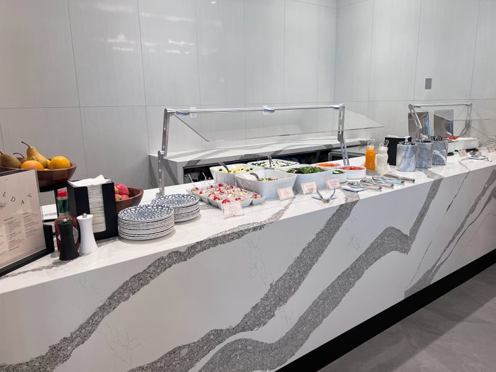 Hot and cold buffet at Midway Airport lounge Hot and cold buffet at Midway Airport lounge