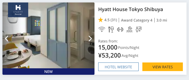 Hyatt House Tokyo Shibuya Points vs Cash