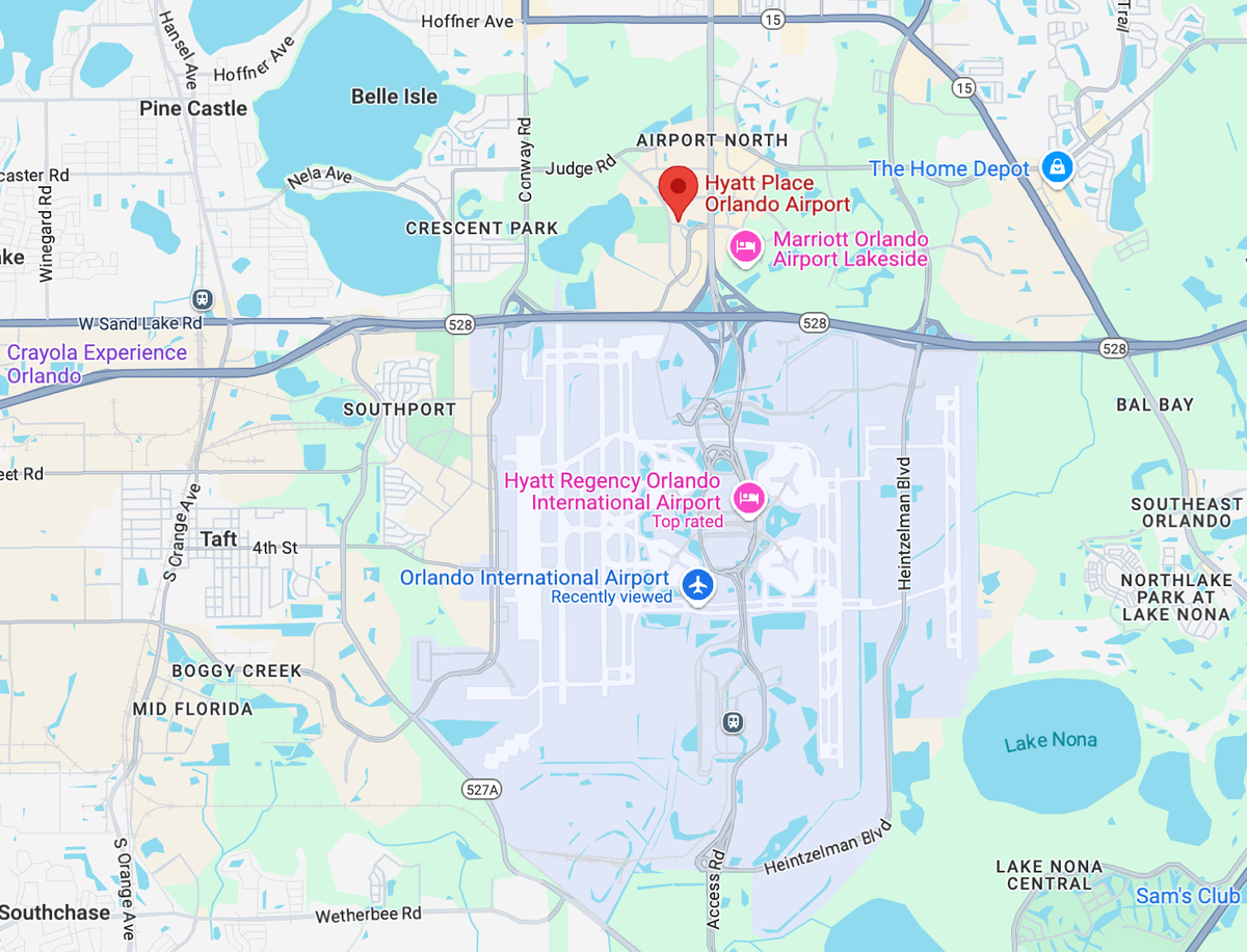 Hyatt Place Orlando Airport location Google Maps