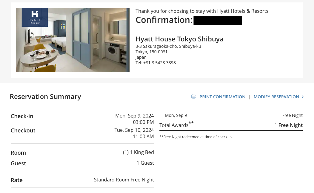 Hyatt confirmation 