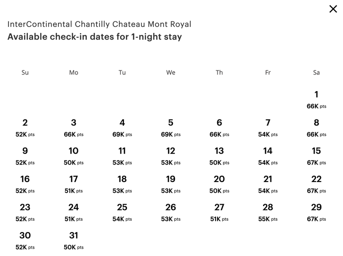 InterContinental Chantilly Rates InterContinental Chantilly Points Rates