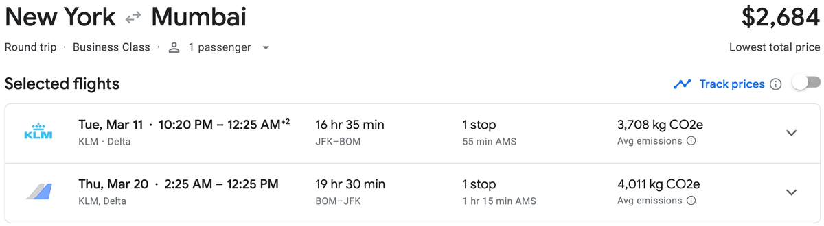 JFK BOM cash rate