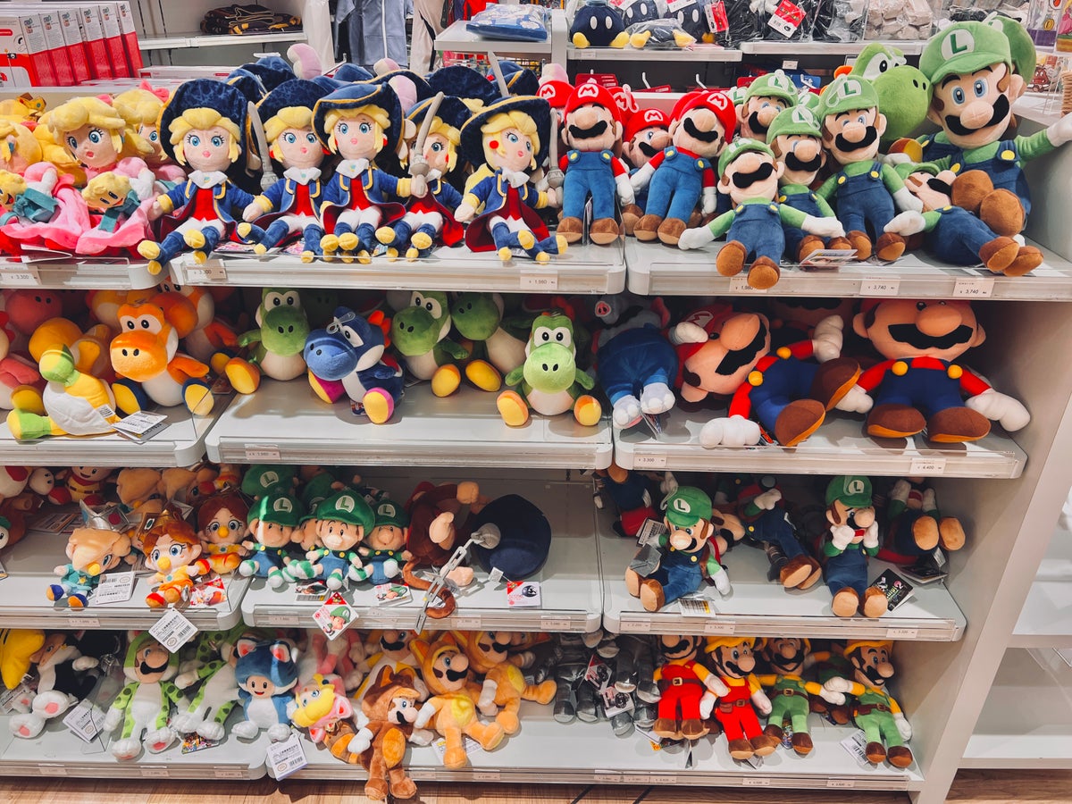 Mario stuffed toys at Nintendo Osaka