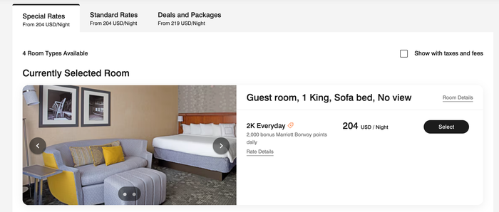 Courtyard 2K Everyday rates Marriott 2k Points Deal