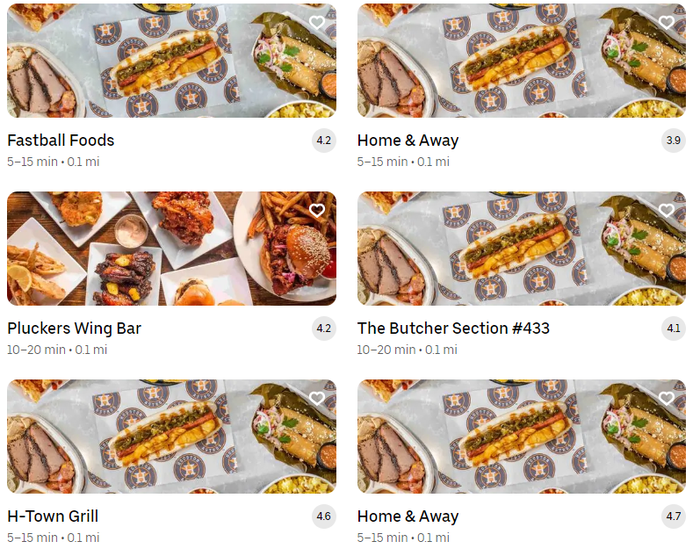 Minute Maid Park Uber Eats options Minute Maid Park Uber Eats options