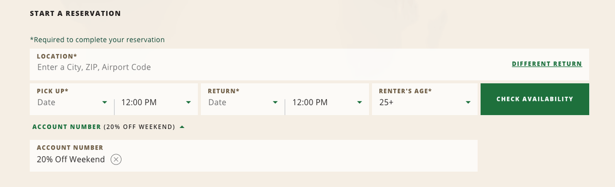 National 20 Rental Savings