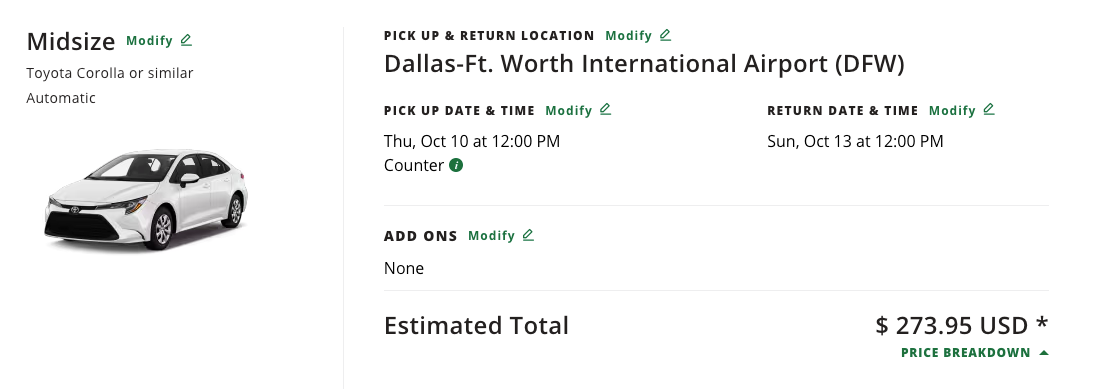 National weekend rate dallas