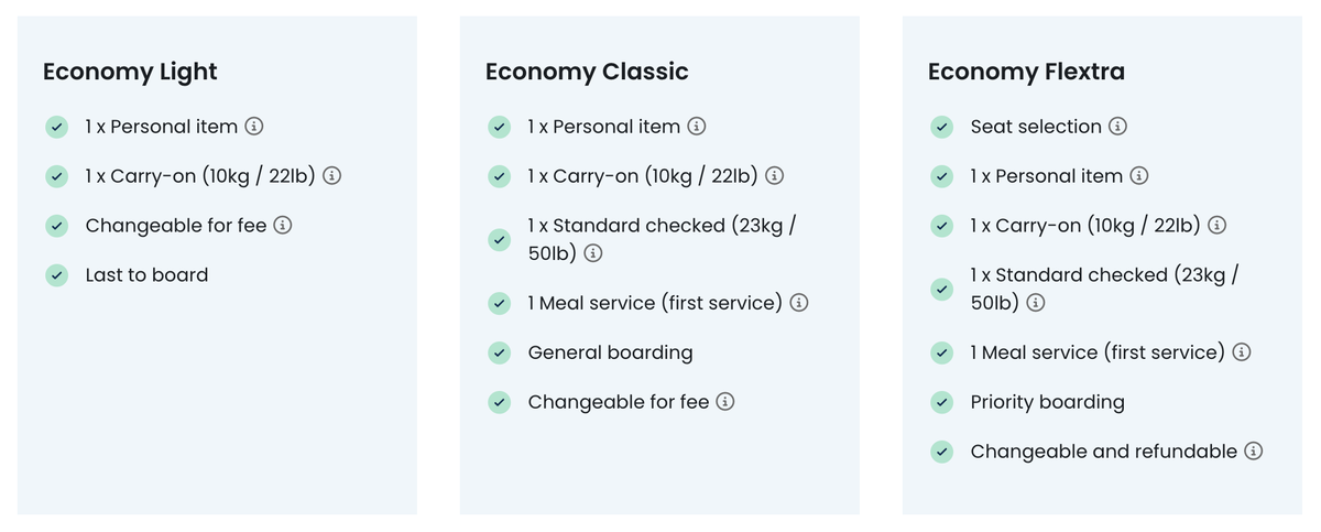 Norse Atlantic economy fare types