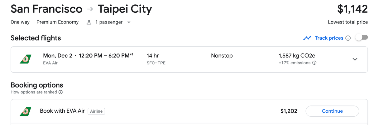 One way to Taipei City Google Flights
