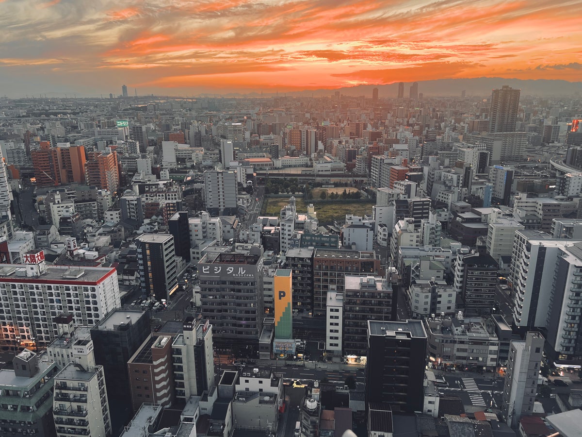 Osaka from above. Tsutenkaku