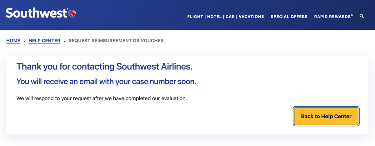 Request compensation for delayed flight on Southwest