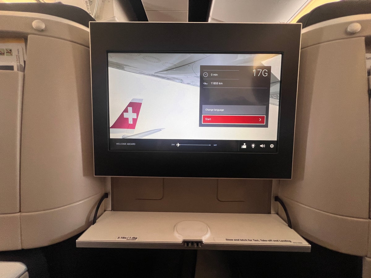 Swiss 777 business class IFE screen