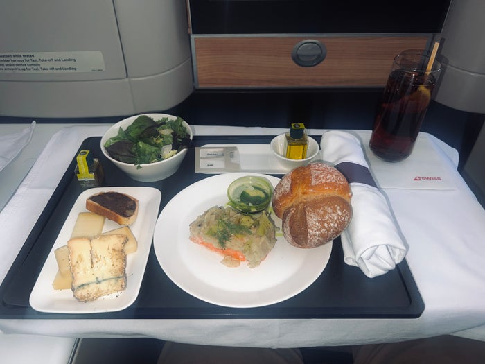 Swiss 777 business class first course
