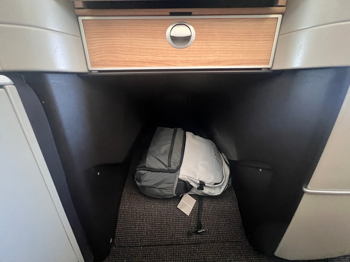 Swiss 777 business class footwell and storage