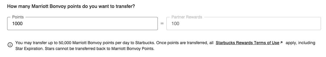 Transfer Marriott points to Starbucks Rewards