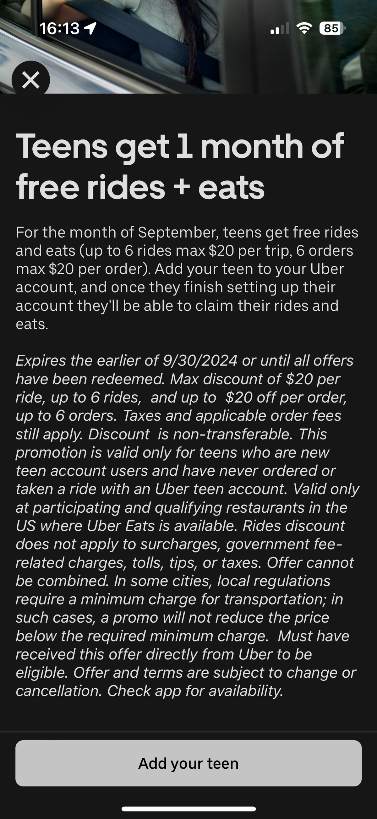 Uber Teens September 2024