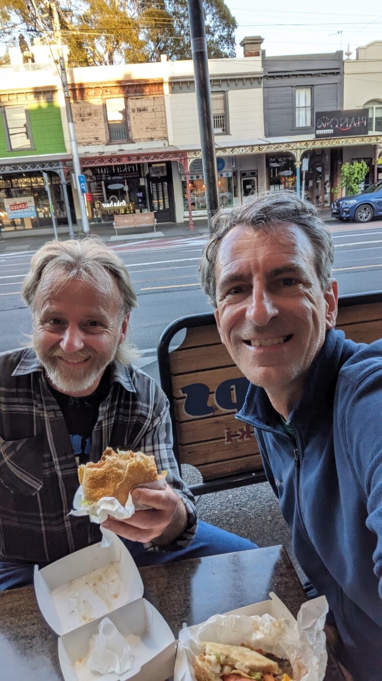 Alberto and a friend in Melbourne, Australia