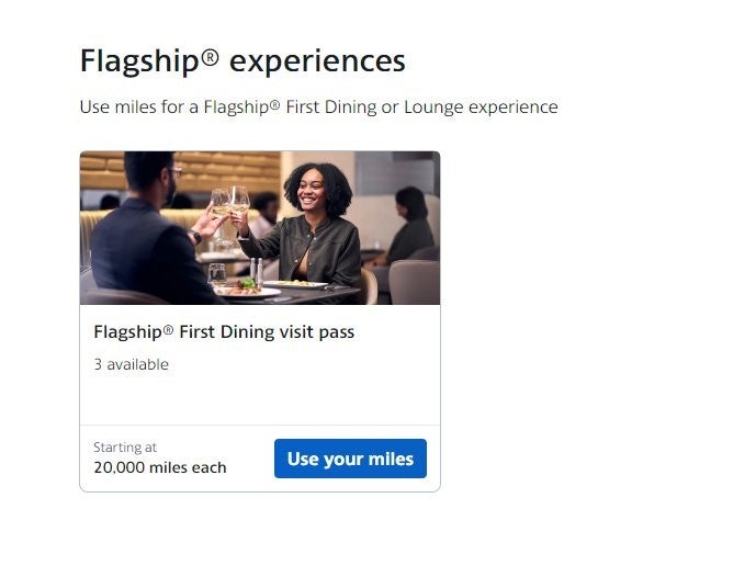 AAdvantage miles for flagship first dining