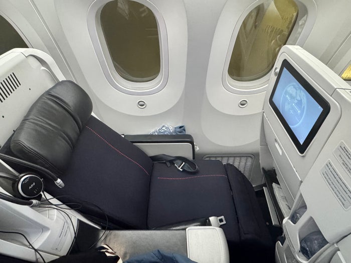 Air France Boeing 789 Premium Economy seat in recline