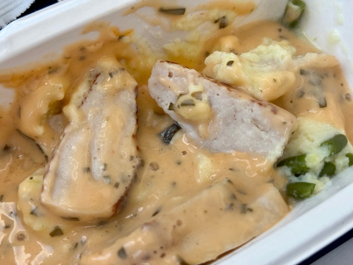 Air France Boeing 789 premium economy FnB chicken main dish
