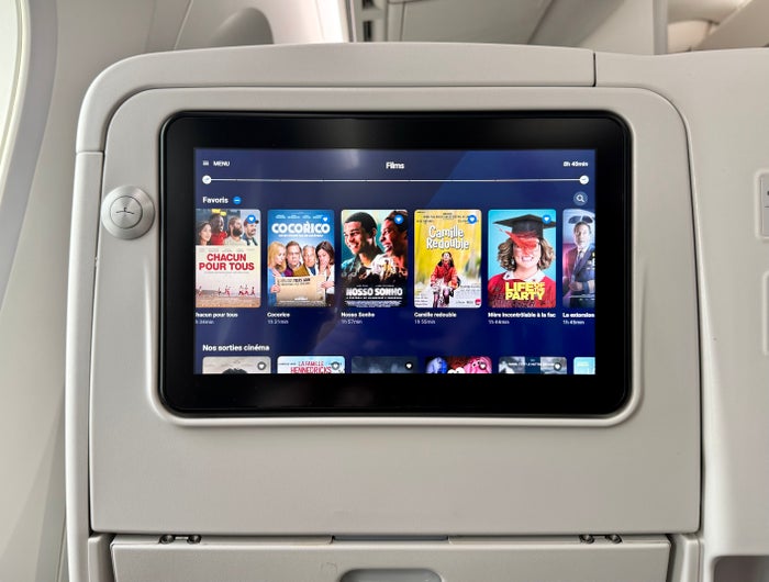 Air France Boeing 789 premium economy seat IFE screen