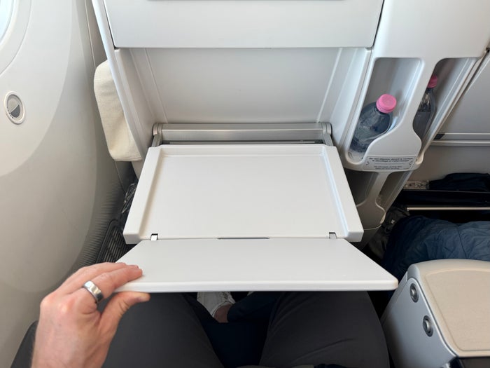 Air France Boeing 789 premium economy seat tray table