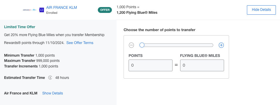 Amex Air France transfer bonus October 2024