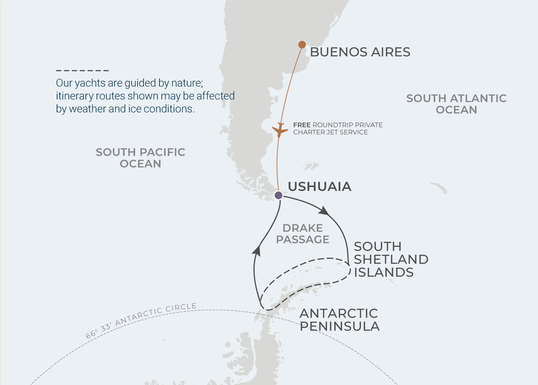 Antarctica cruise map