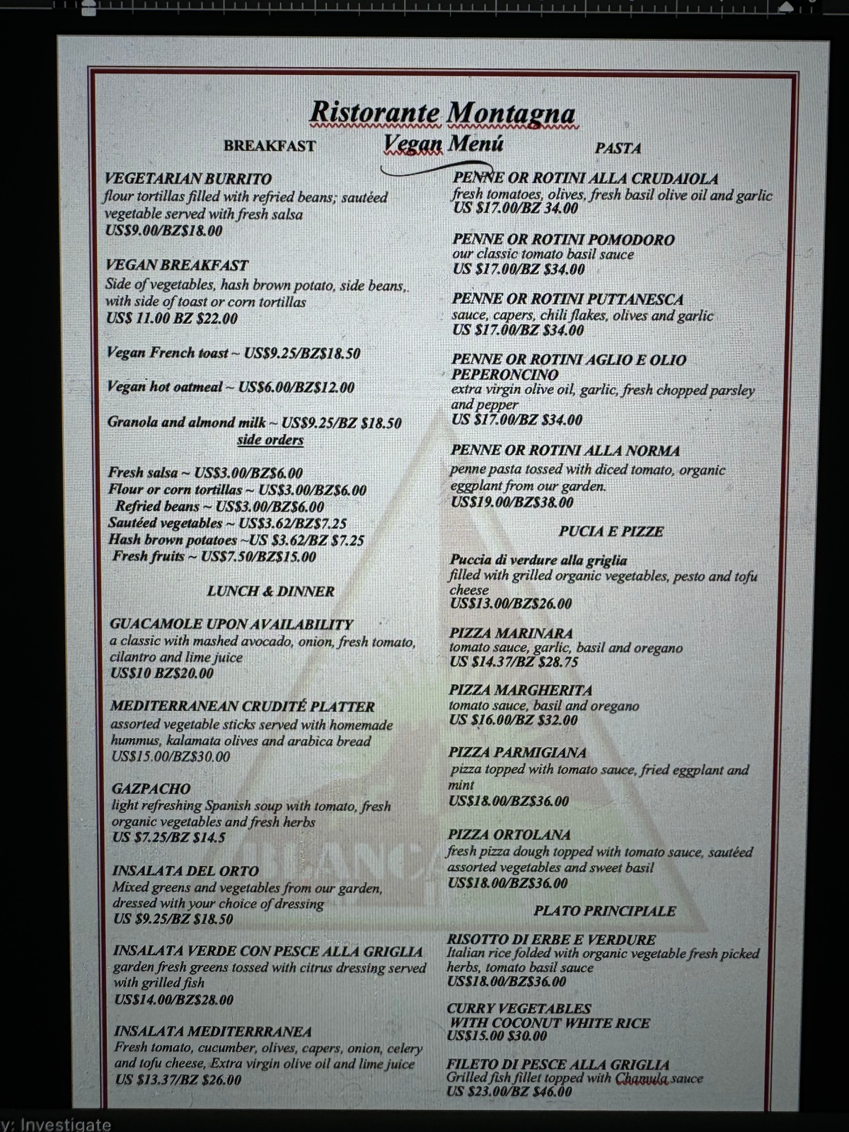 Blancaneaux Lodge Belize Mr Mrs Smith Ristorante Montagna vegan menu