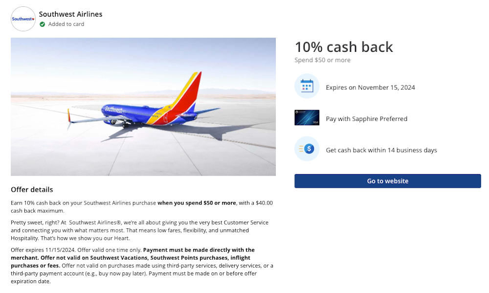 Chase Offer Southwest Airlines October 2024