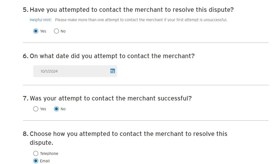 Citi dispute contact the merchant