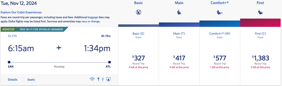 Delta airfare pricing