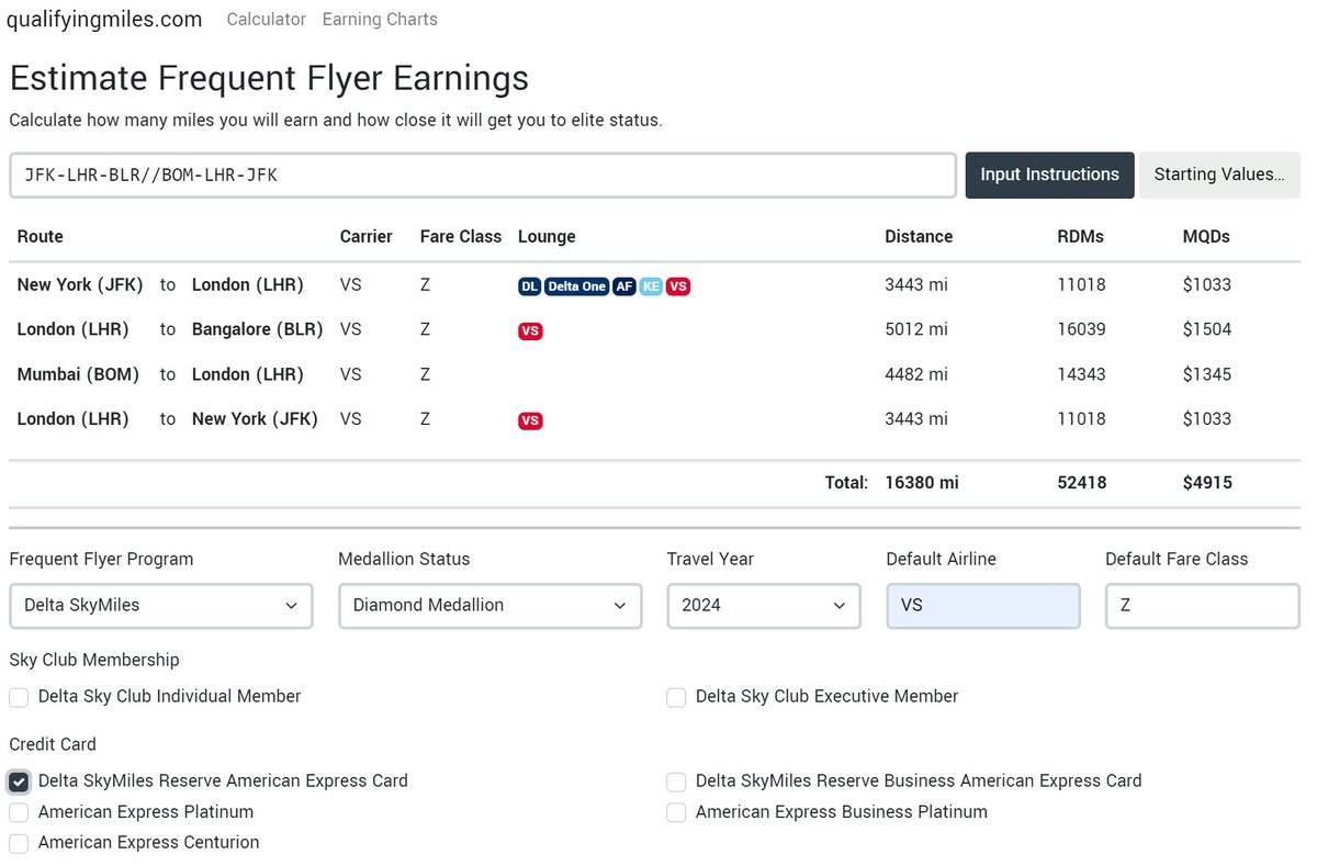 qualifyingmiles.com earnings calculator