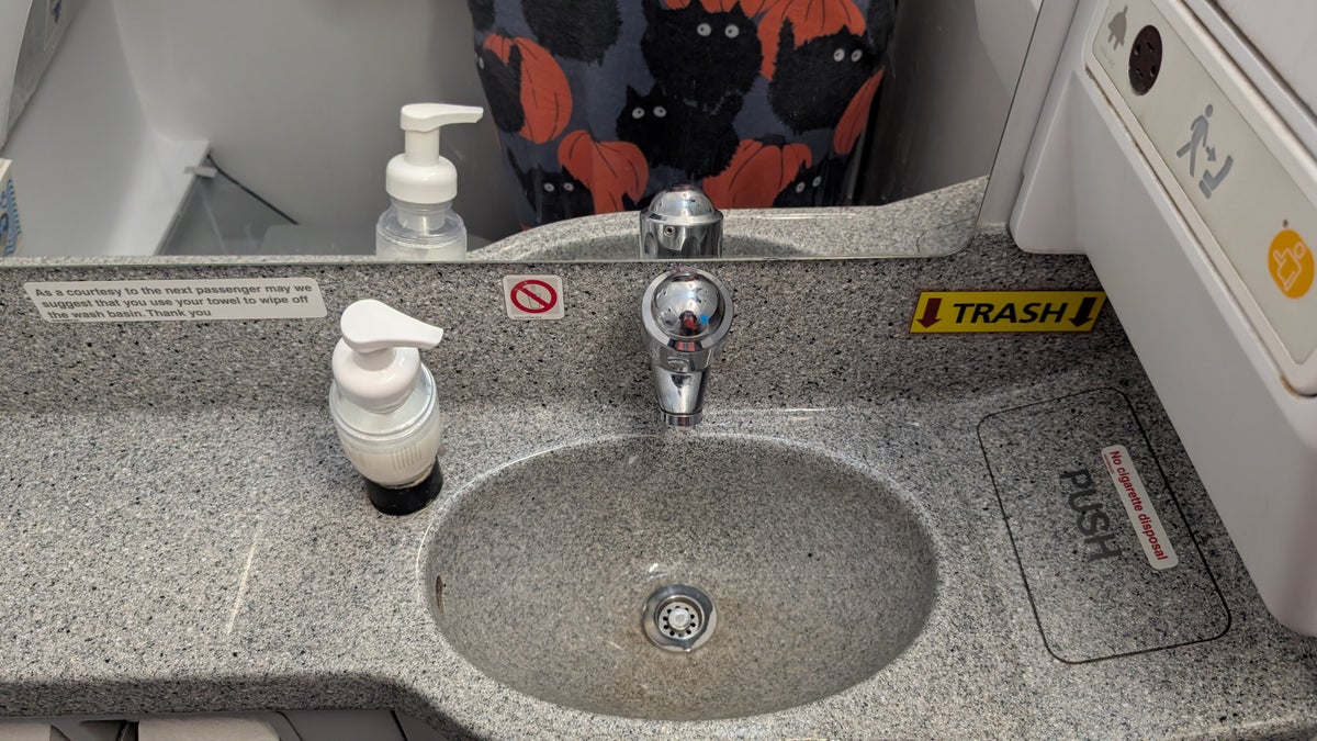 Frontier IAH to ONT lavatory sink