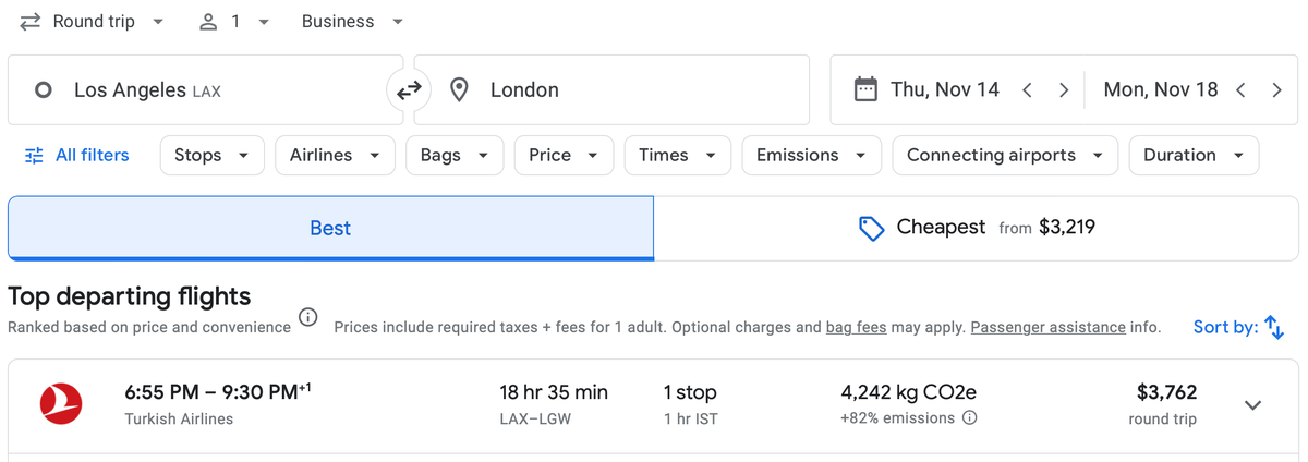 Google Flights best and cheapest flights