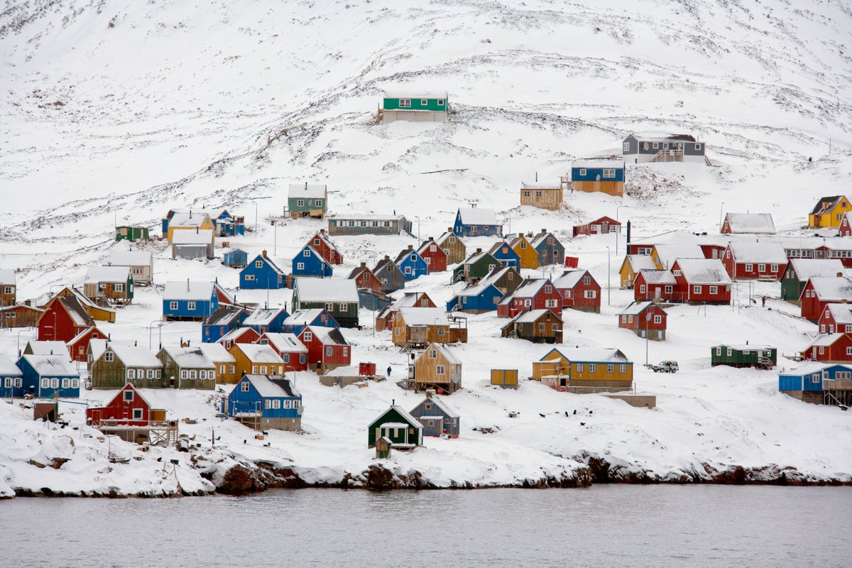 Town of Ittoqqortoormiit at entrance to Scoresbysund Greenland