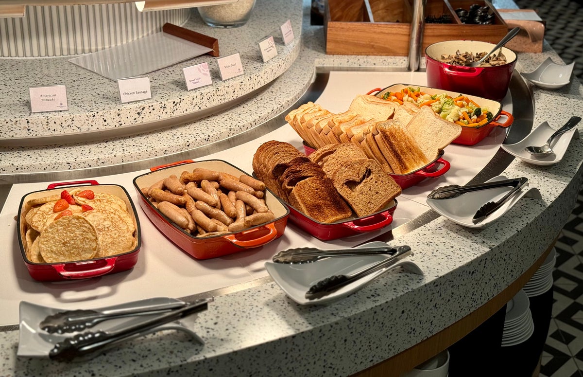 Heathrow Terminal 4 Plaza Premium Lounge breakfast buffet