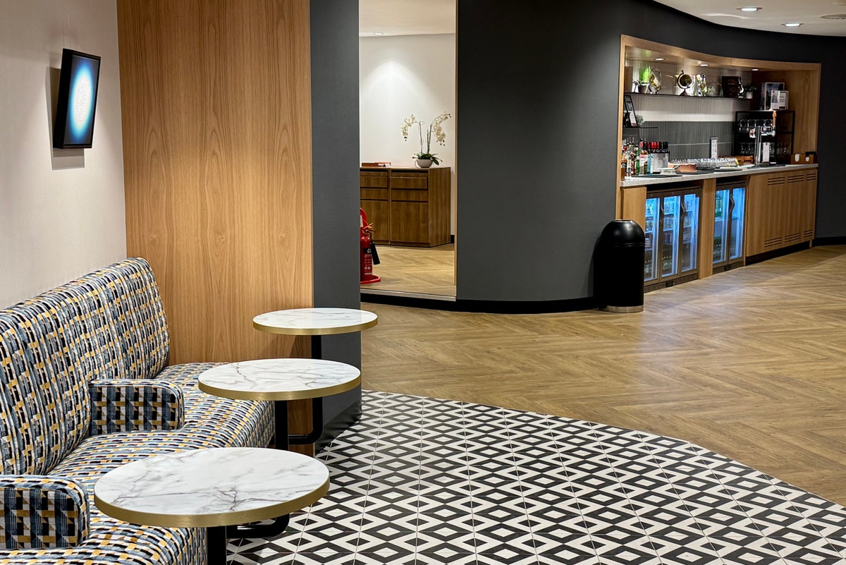 Heathrow Terminal 4 Plaza Premium Lounge seating and entrance