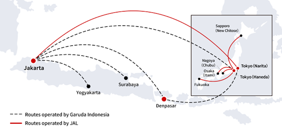 JAL Garuda joint business agreement routes