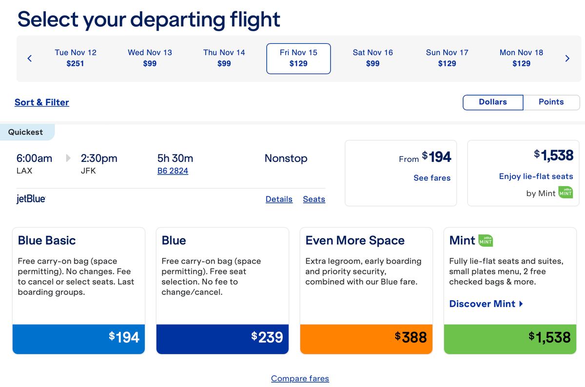 JetBlue seat updates