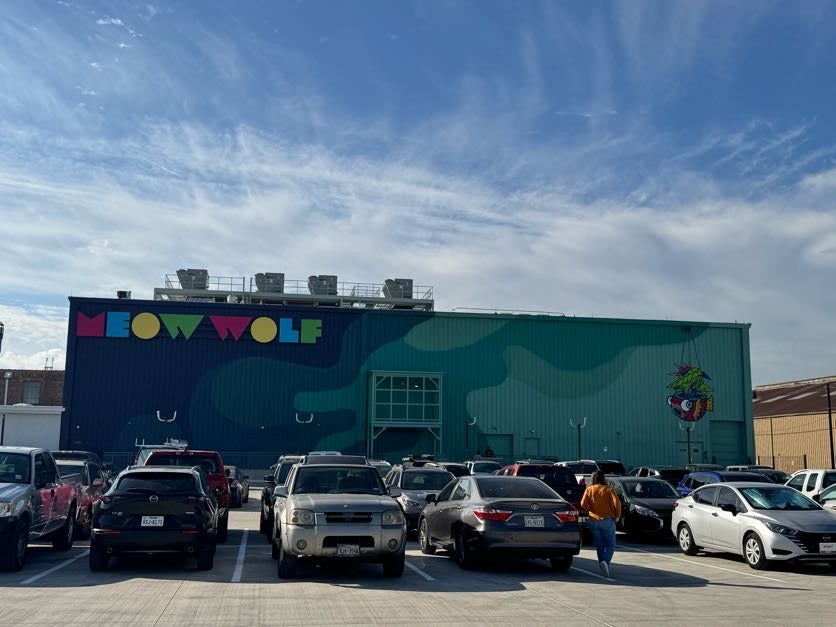 Meow Wolf Houston entrance and parking