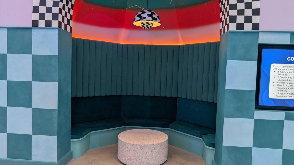 Meow Wolf Houston lobby seating